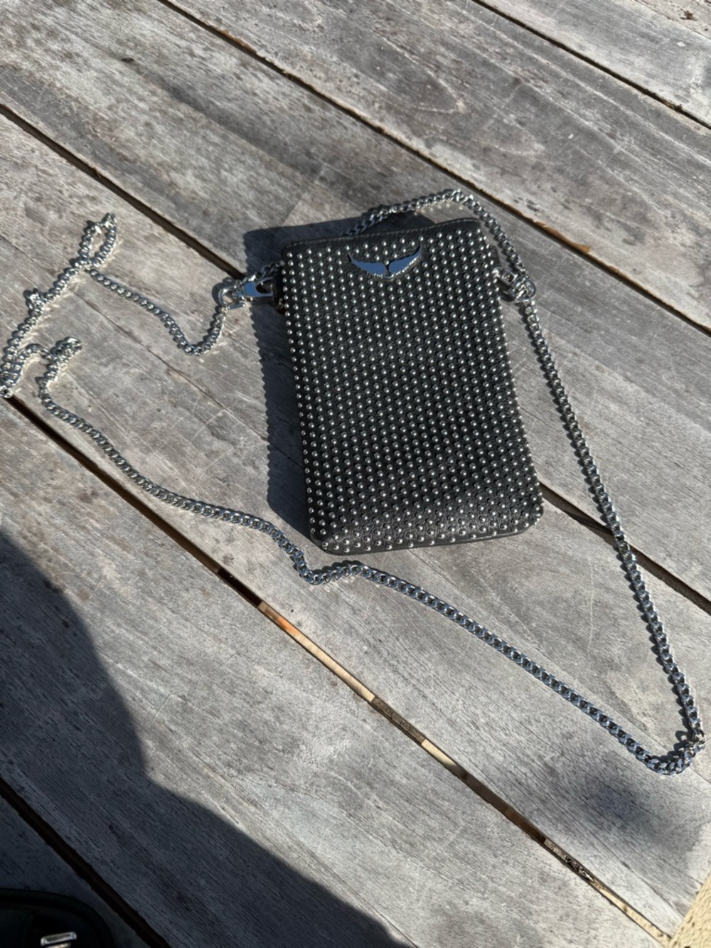 Zadig & Voltaire Black Studded Crossbody Bag with Silver Chain